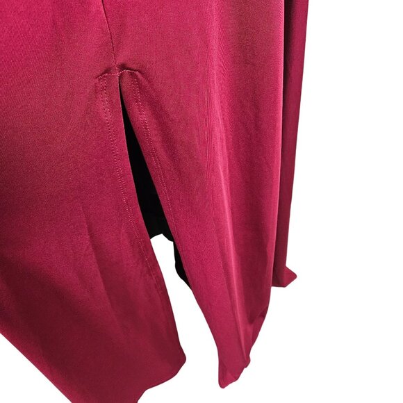 Anrabess Womens Elegant Maxi Dress Deep V-Neck Side Slit Burgundy Size S Party - Picture 8 of 10